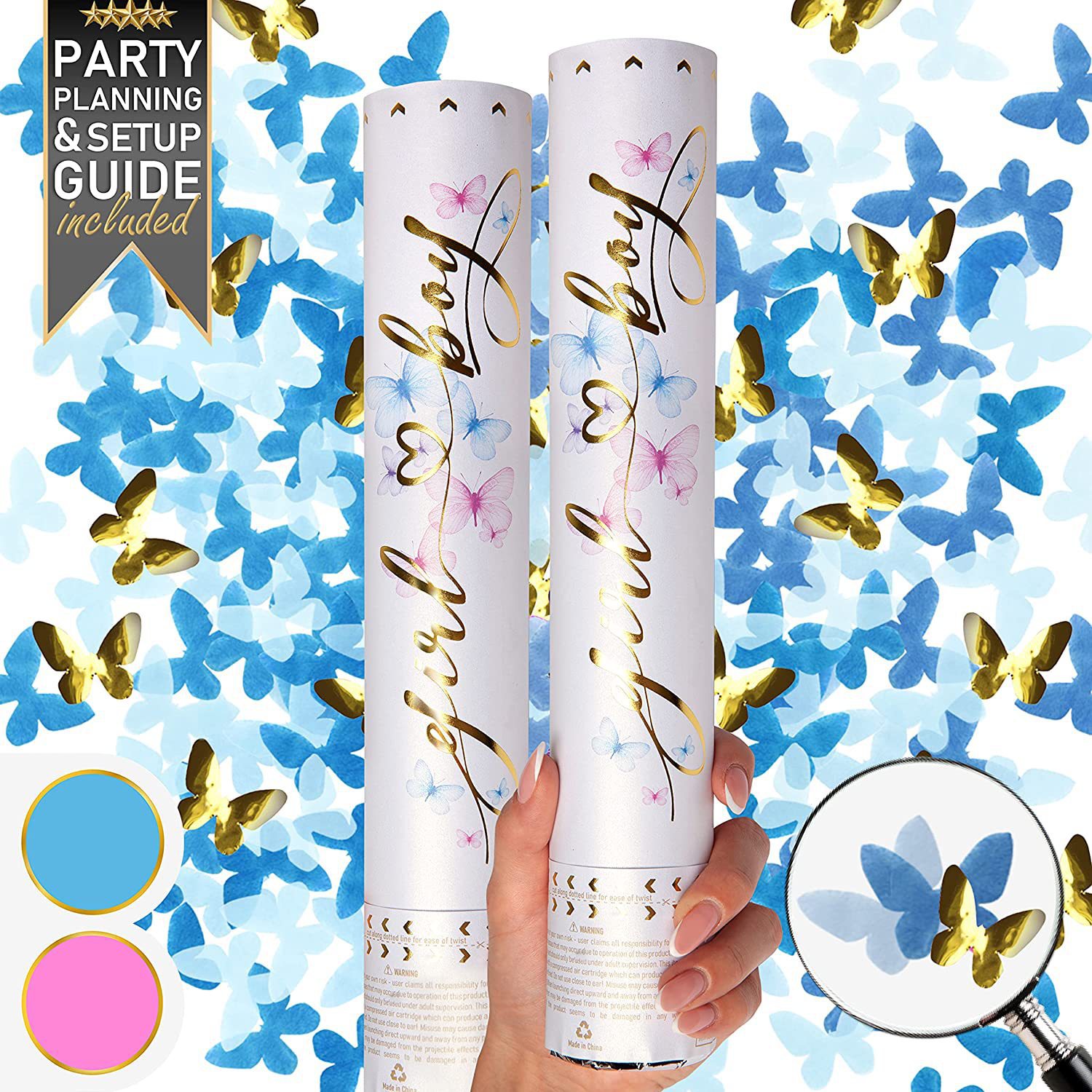 Confetti Cannon Tube - Cinsiyet açıklama partisi konfeti topları -