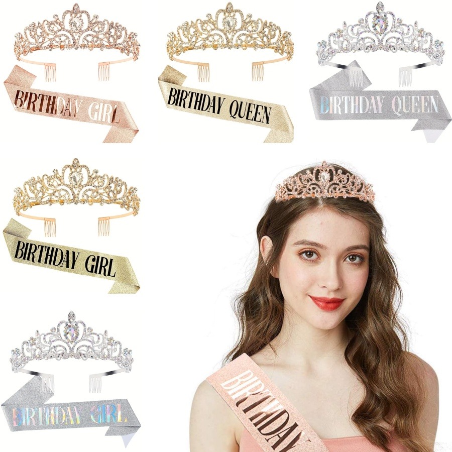 Birthday Sash Glitter - 2'li Set Bling Kristal Taşlı Taç