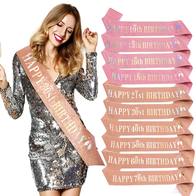 Birthday Sash Glitter - Mutlu 10. 13. 16. 21. 30.