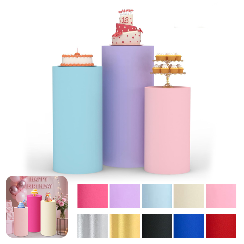 Dessert Table Backdrop - Beyaz Düğün Partisi Silindir Standı Kılıfları