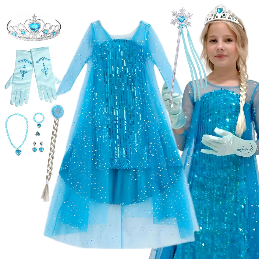 Glitter Tablecloth - Kız Çarpıcı Prenses Maxi Elbise Tüm