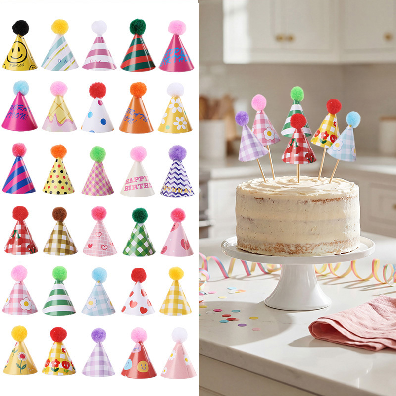 Party Hat Cone - 15/30 adet Mini parti şapkaları kek