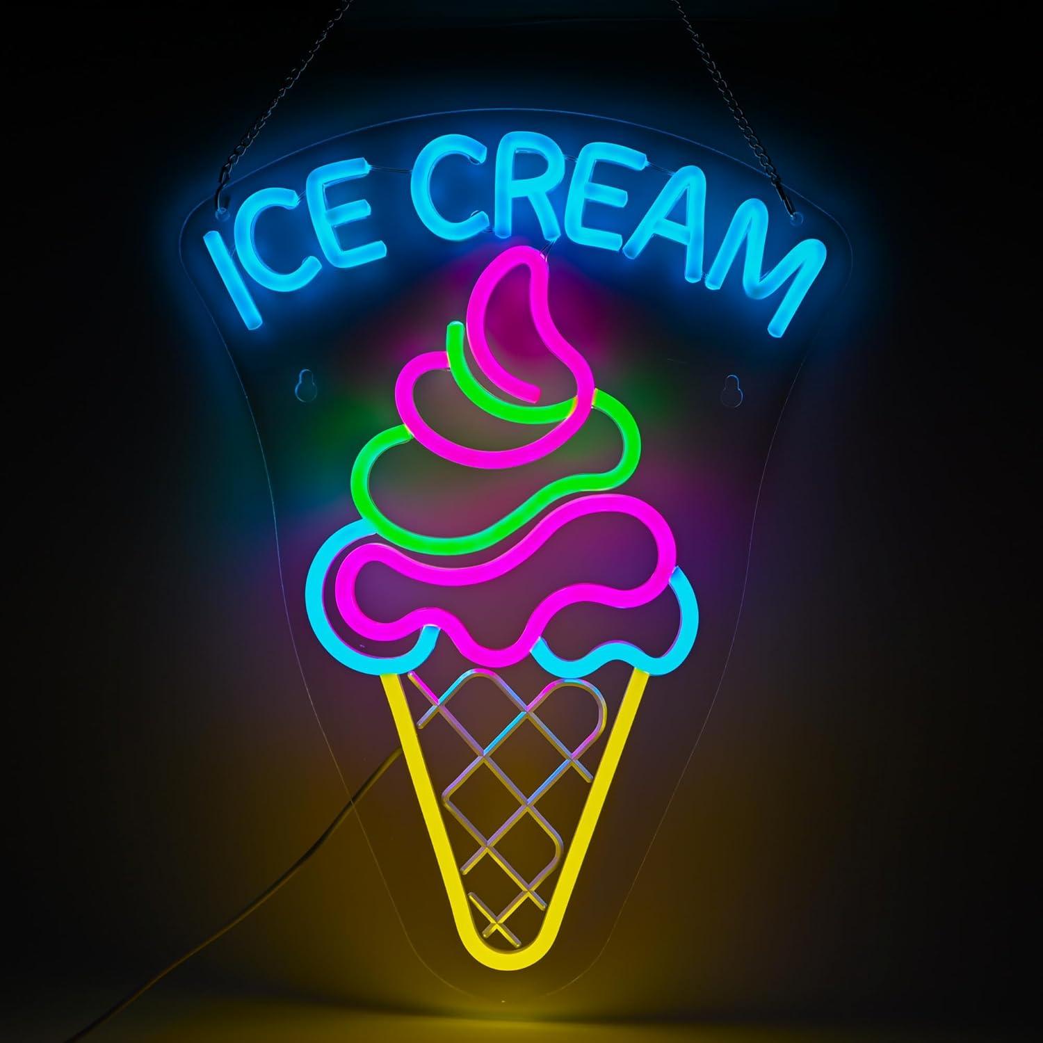 Neon Sign Party - Dondurma Neon Tabelası Kısılabilir Tatlı Barı
