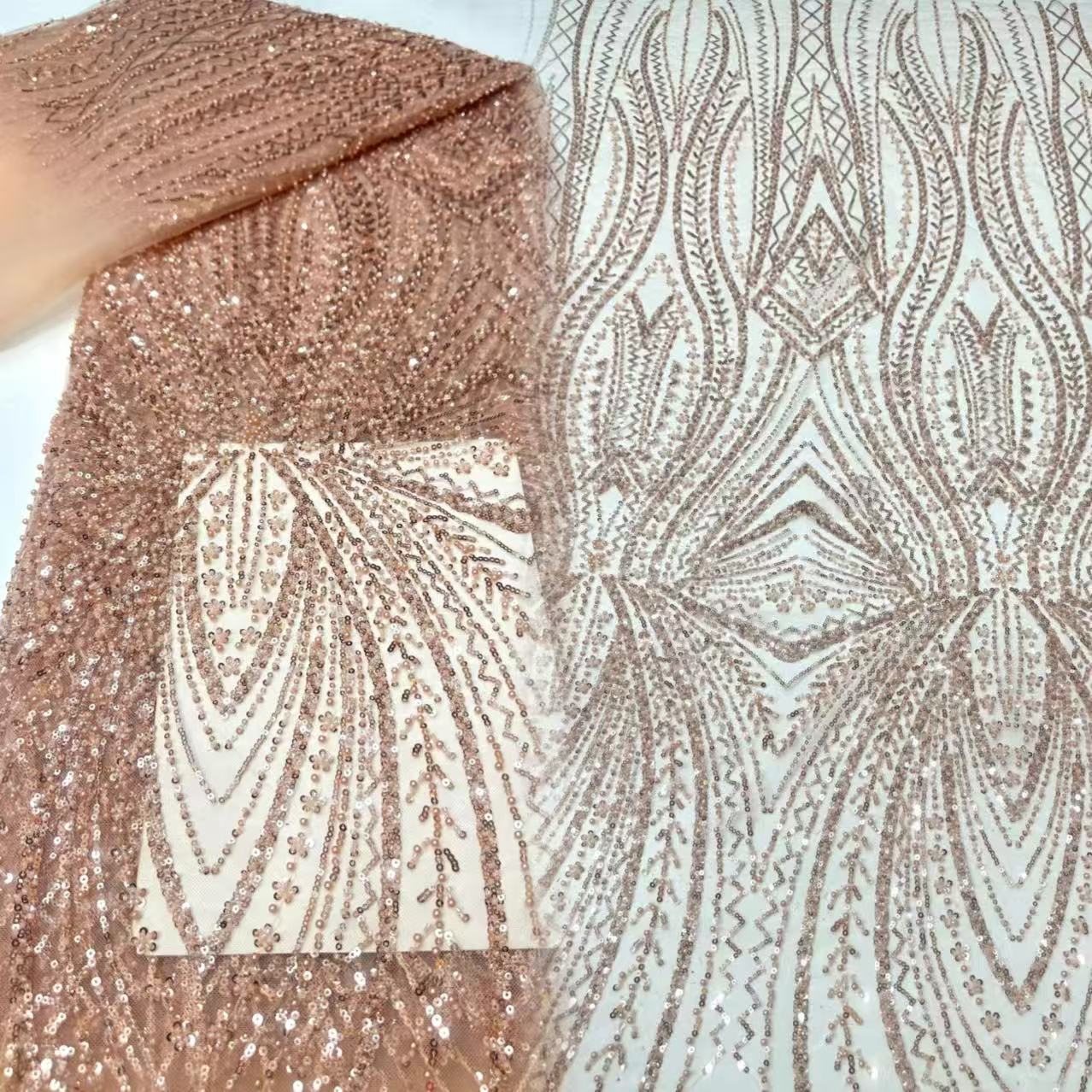 Glitter Tablecloth - Afrika Dantel Kumaş Payetler Boncuklu Nakış