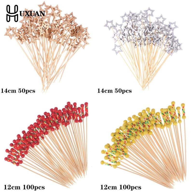 Centerpiece Stick - 50/100 adet yıldız tek kullanımlık bambu