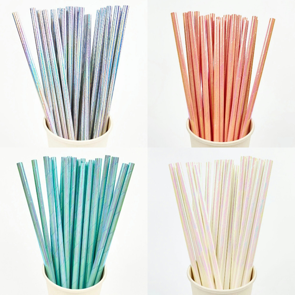 Paper Straw Color - 25 adet sedefli bronzlaşmaya kağıt payet