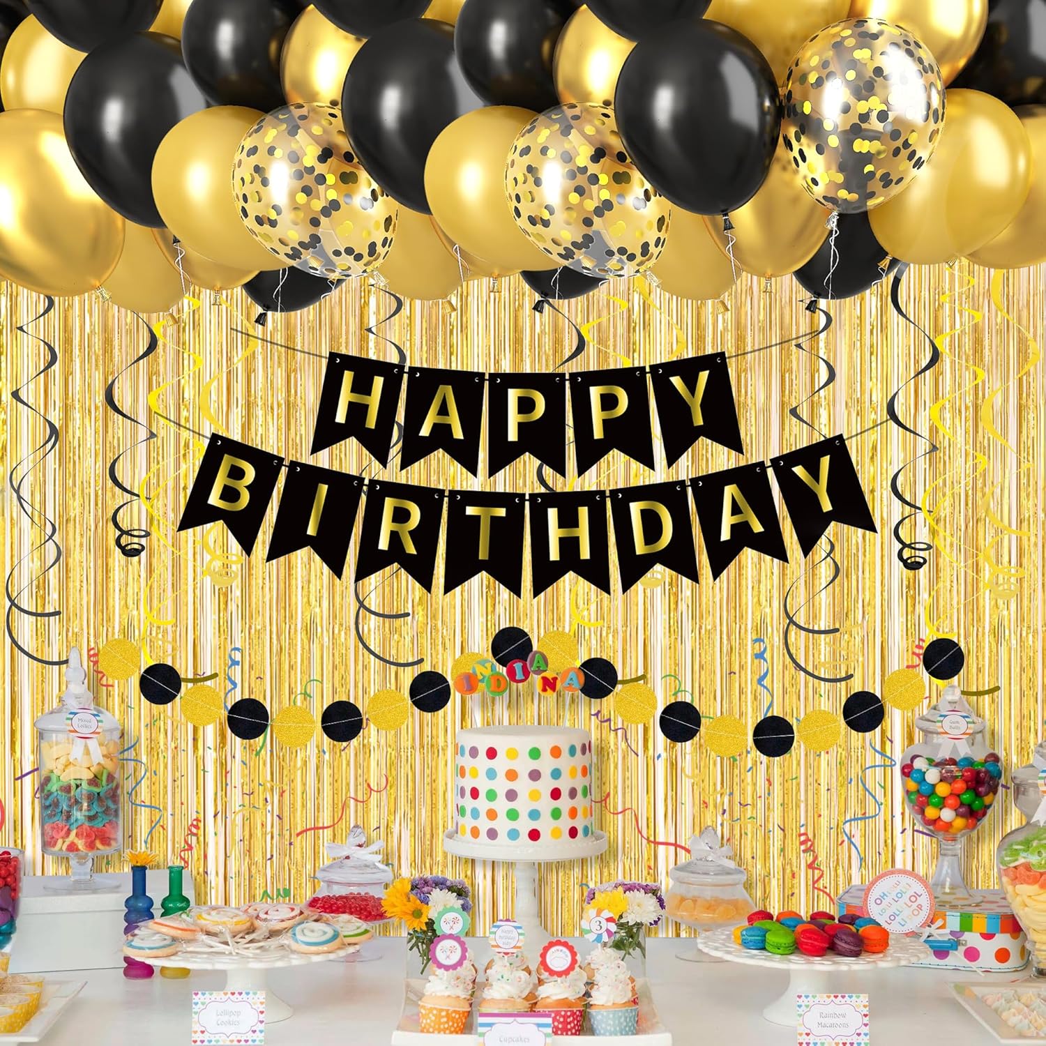 Party Banner Gold - Siyah Altın Doğum Günü Süslemeleri Balonlar