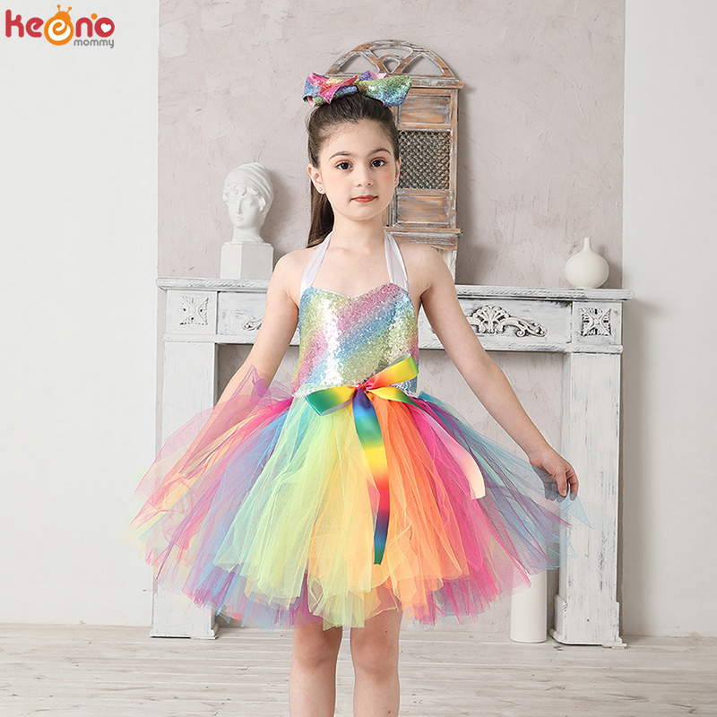 Glitter Tablecloth - Gökkuşağı Payetler Kız Prenses Tutu Elbise