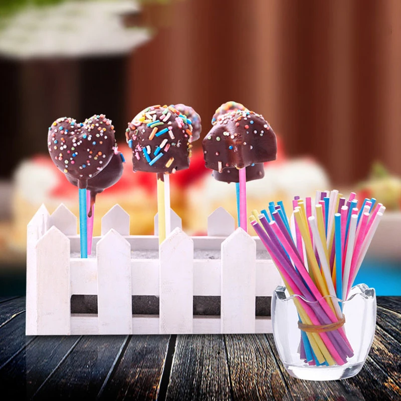 Paper Straw Color - 100 Adet/grup Kağıt Lolipop Çubukları Şeker