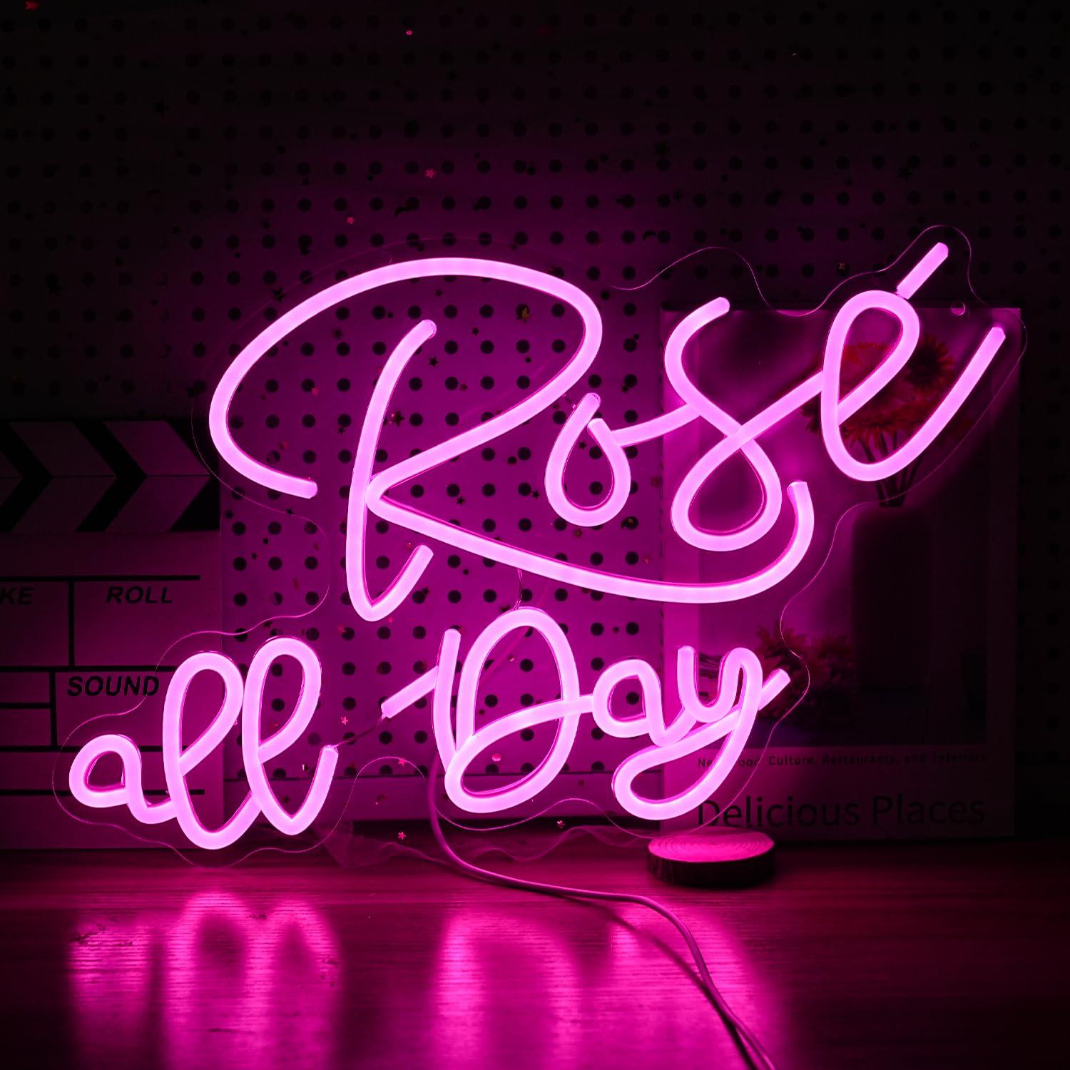 Neon Sign Party - Gül Tüm Gün Neon Işık İşareti