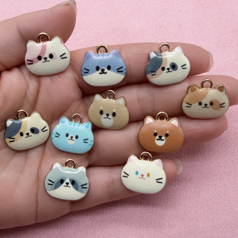 Event Party - 12 adet Baskılı Kedi Kafası Alaşım