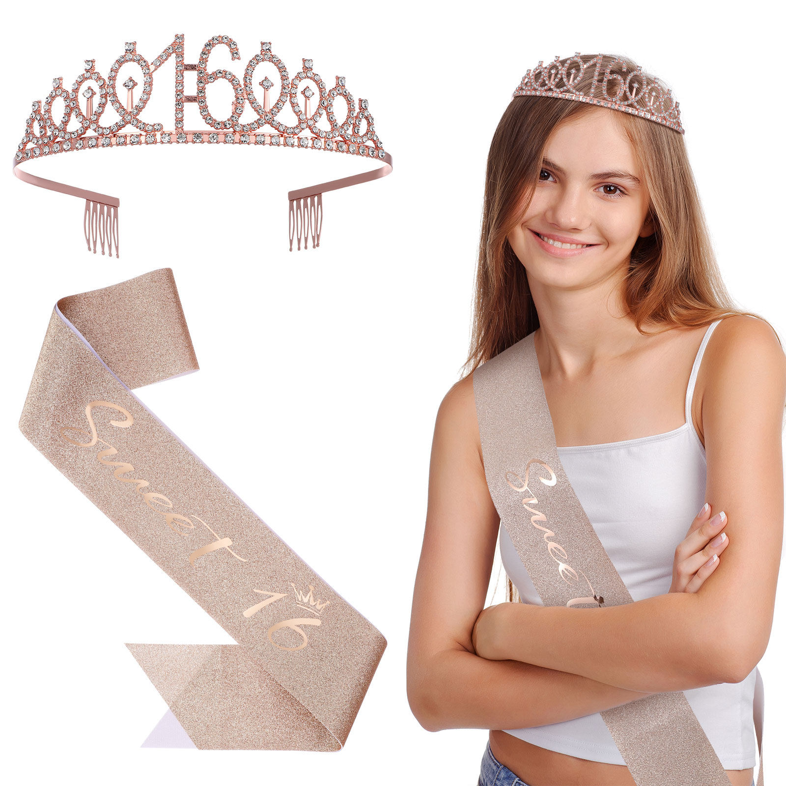 Birthday Sash Glitter - 1 takım ışıltılı doğum günü tacı