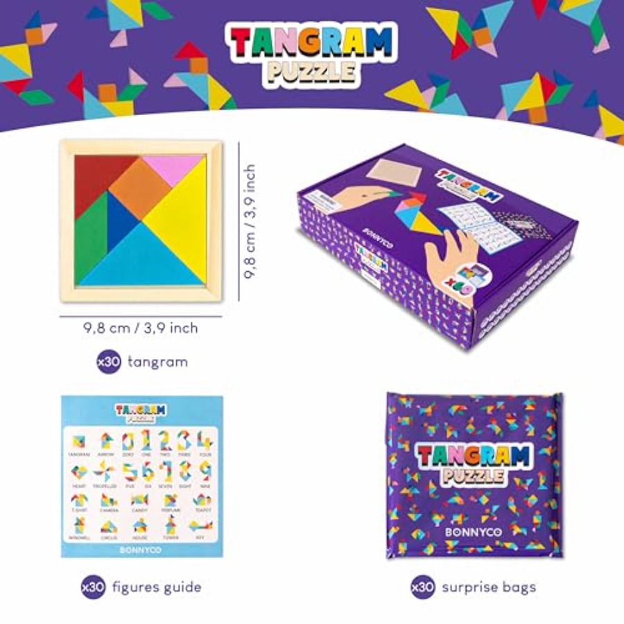Tangram Puzzle Ahşap Paket 30  - Party Favor Bag incelemesi ve fiyatı