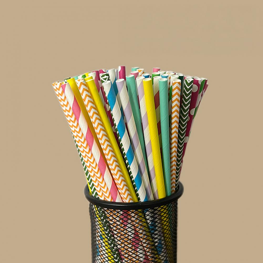 100 Adet Renkli Çizgili Baskı  - Paper Straw Color incelemesi ve fiyatı