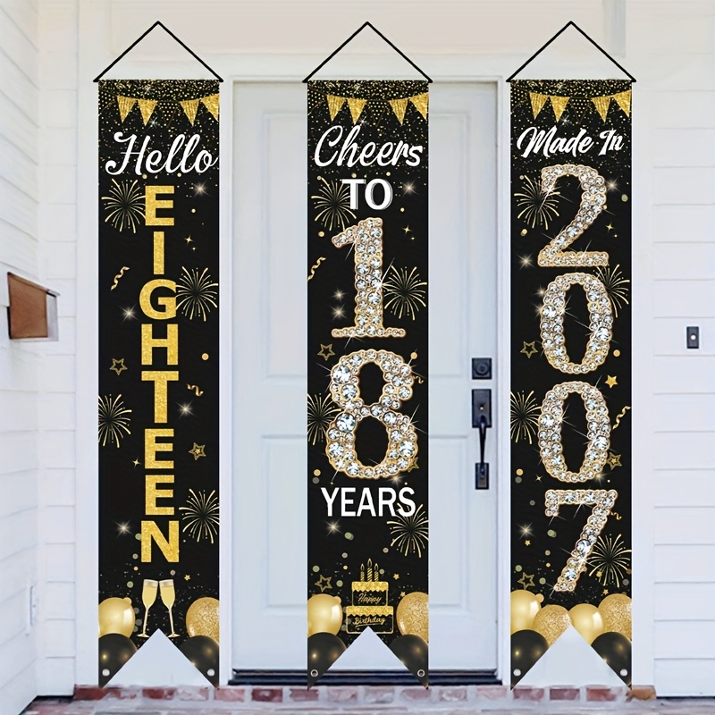 2D 3 Adet 18. Doğum Günü Kapı  - Party Banner Gold incelemesi ve fiyatı