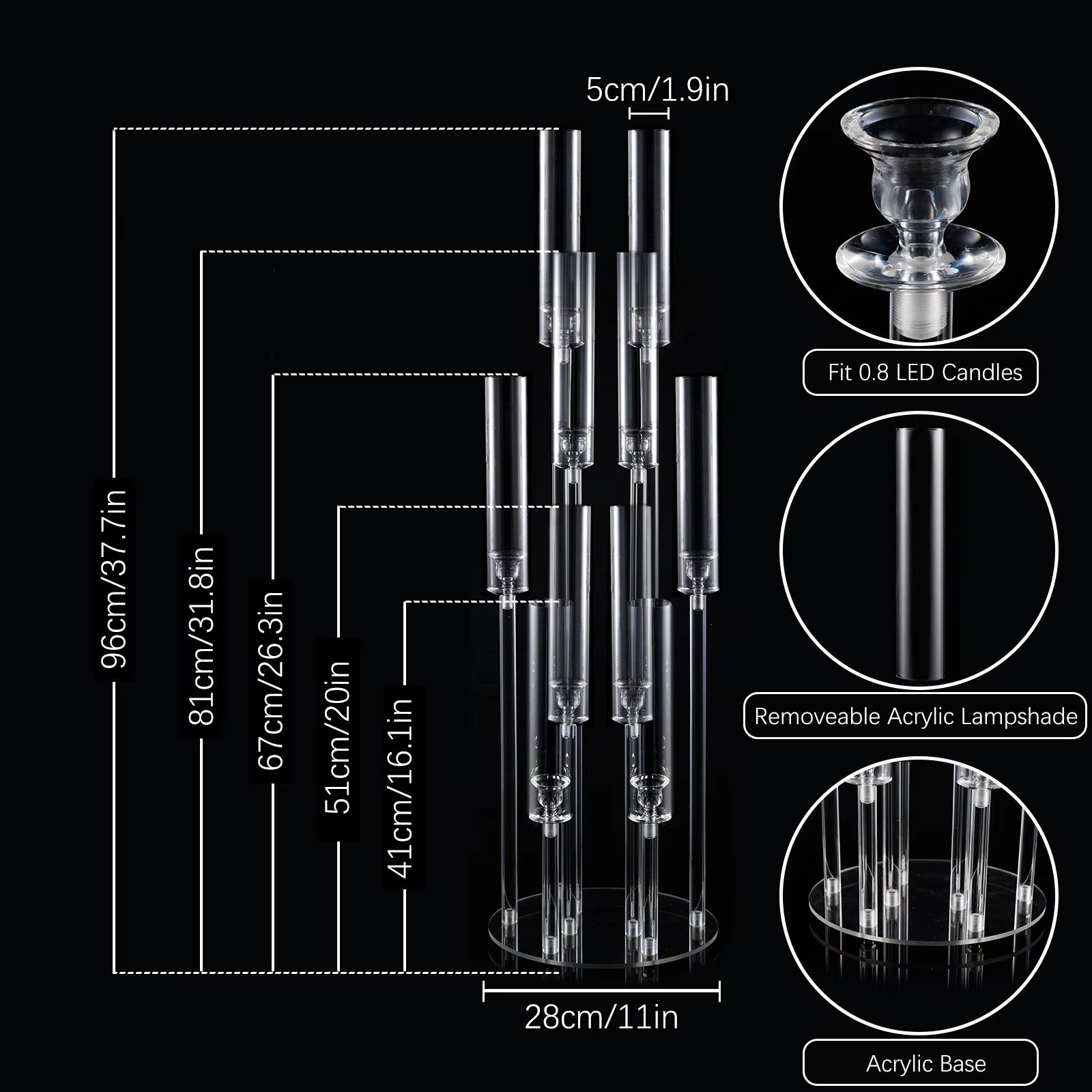 10 Kollu Akrilik Şamdanlar, 37 - Centerpiece Stick incelemesi ve fiyatı