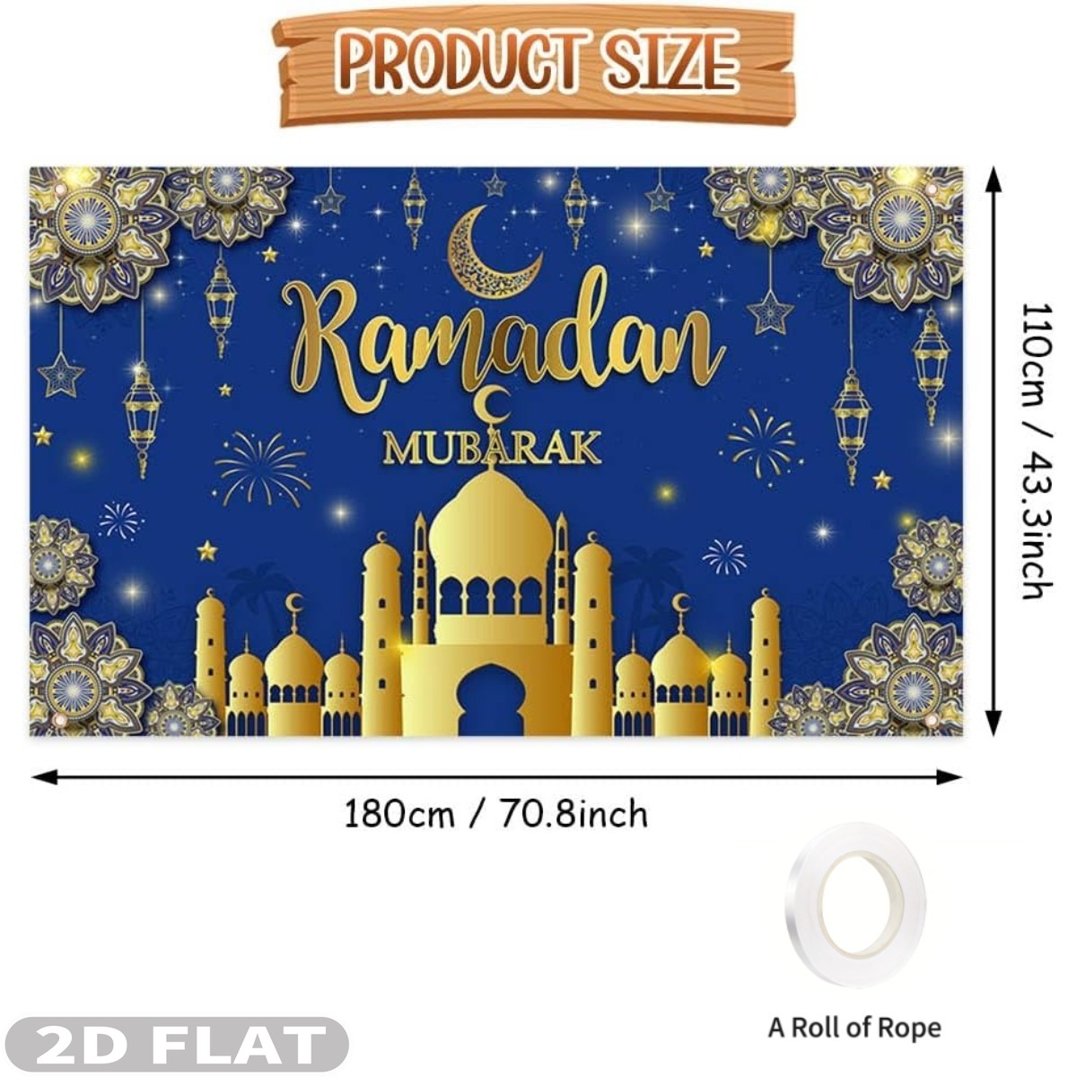 2D DÜZ 1 adet Ramazan Mübarek  - Party Banner Gold incelemesi ve fiyatı