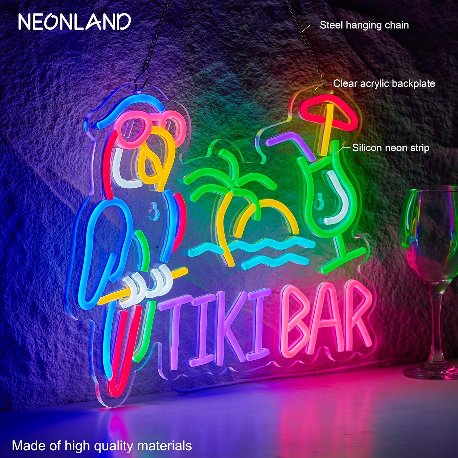 Tiki Bar Papağan Palmiye Ağacı - Neon Sign Party incelemesi ve fiyatı