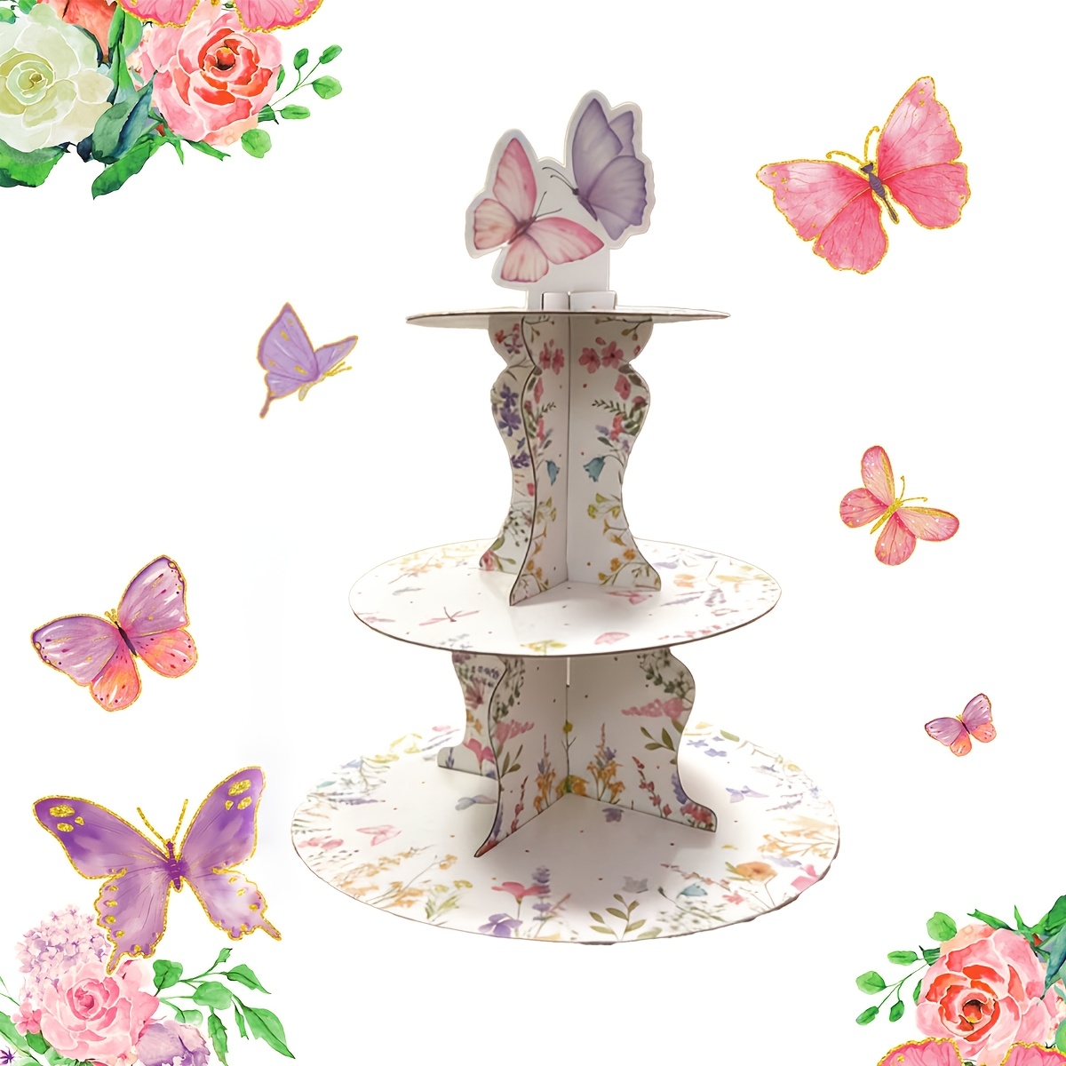 3 Katlı Kır Çiçeği Kelebek Kek - Cupcake Stand Tier incelemesi ve fiyatı