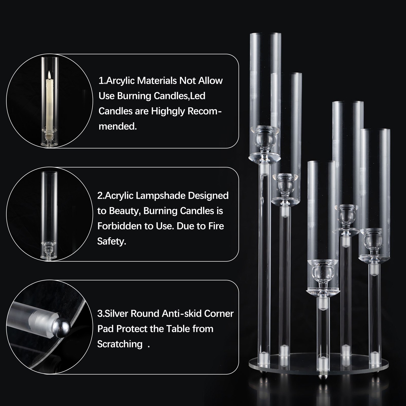 Şeffaf Akrilik 5 Kollu Şamdanl - Centerpiece Stick incelemesi ve fiyatı