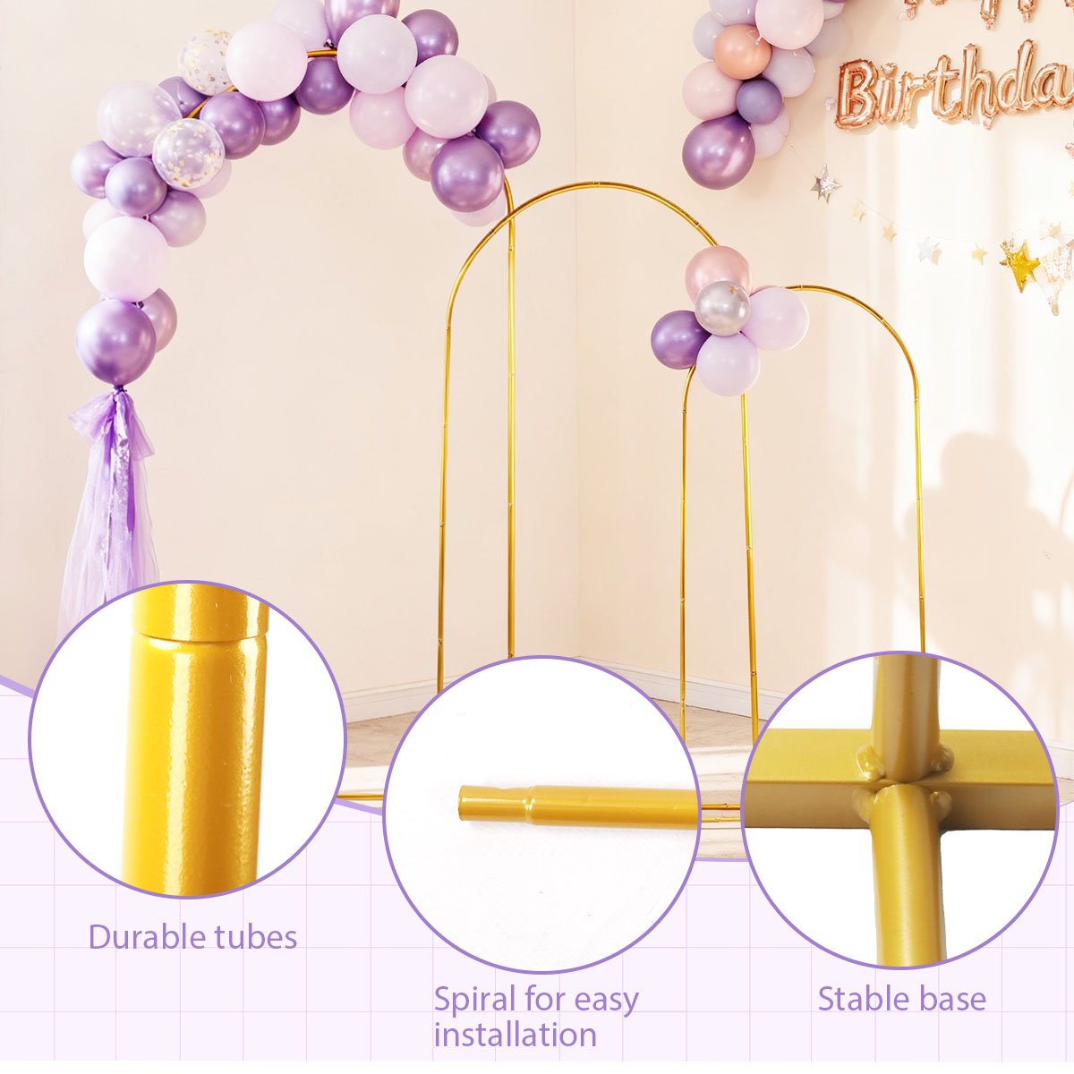 3'lü Altın Metal Kemer Seti, A - Balloon Arch Kit incelemesi ve fiyatı