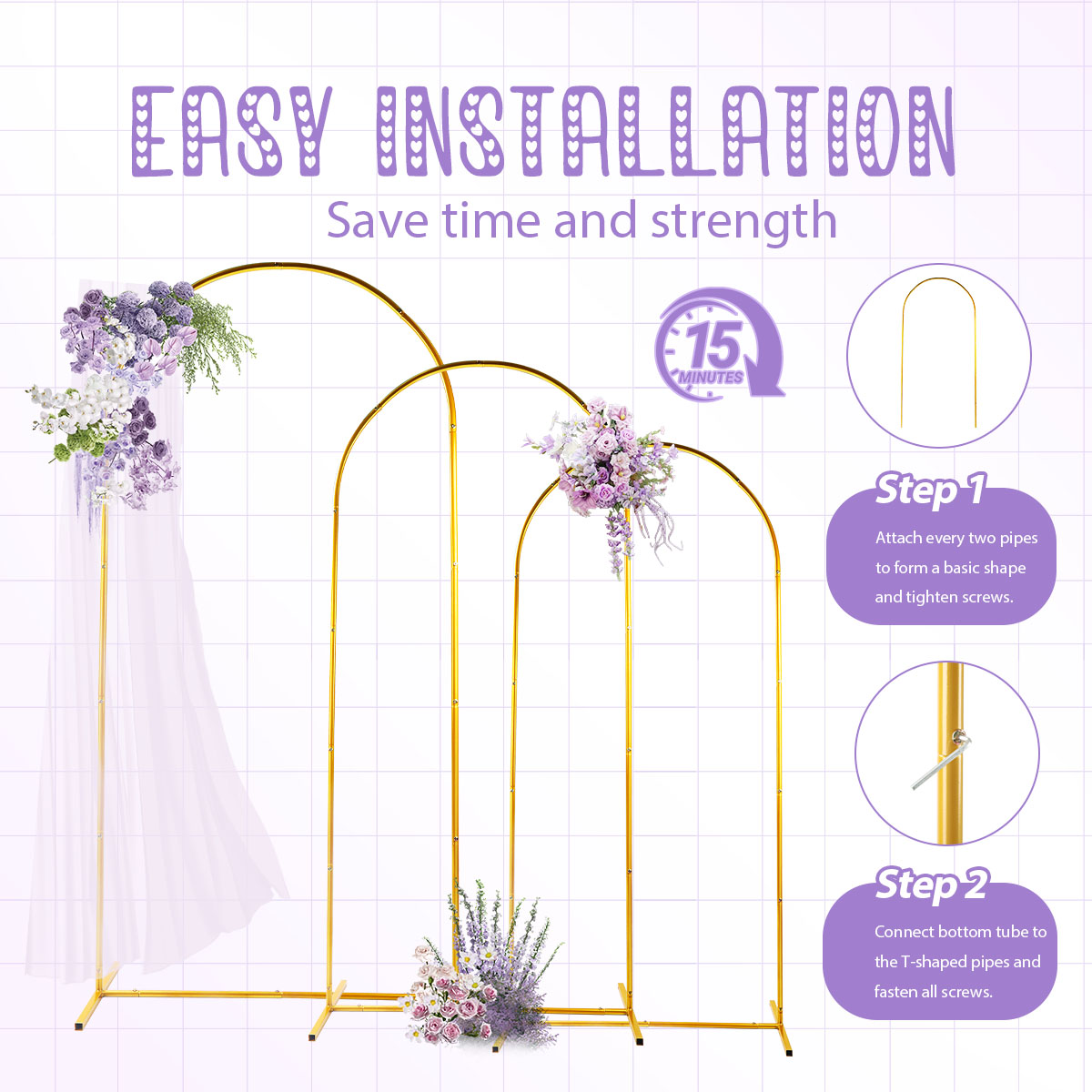 3'lü Altın Metal Kemer Seti, A - Balloon Arch Kit incelemesi ve fiyatı